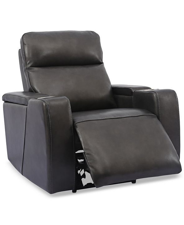 Furniture Oaklyn Leather Power Recliner With Power Headrest and USB
