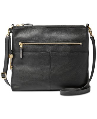 fossil black leather crossbody bag