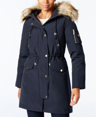 michael kors faux fur trim parka