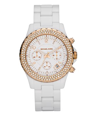 Michael Kors Watch, Women's Chronograph White Acetate Bracelet MK5379 ...