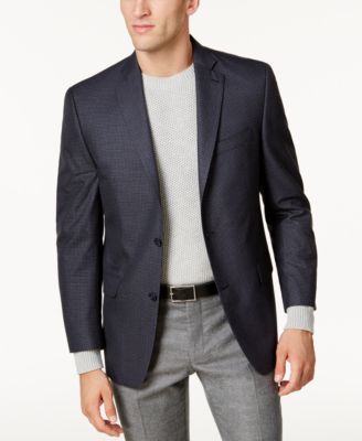 michael michael kors men's classic fit blue check sport coat