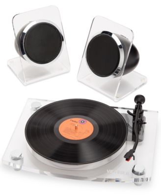 victrola acrylic clear turntable with bluetooth speakers