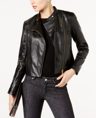 michael kors petite leather jacket