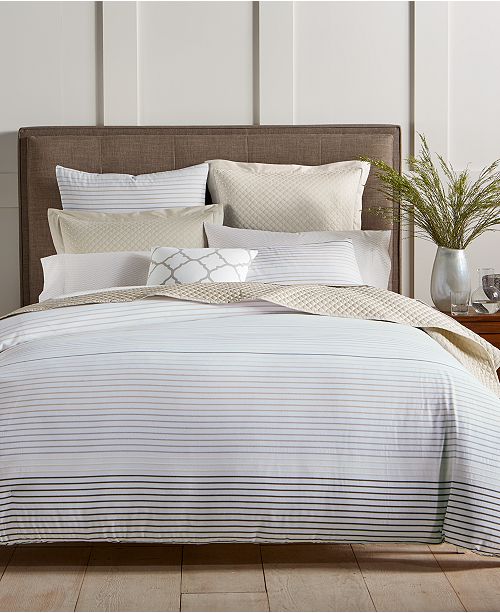 Charter Club Woven Stripe Taupe 300 Thread Count Comforter Sets Created For Macy S Reviews Bedding Collections Bed Bath Macy S
