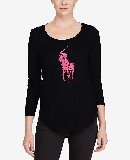Polo RL Womens Relaxed Crewneck Graphic Pony Logo Sweatshirt