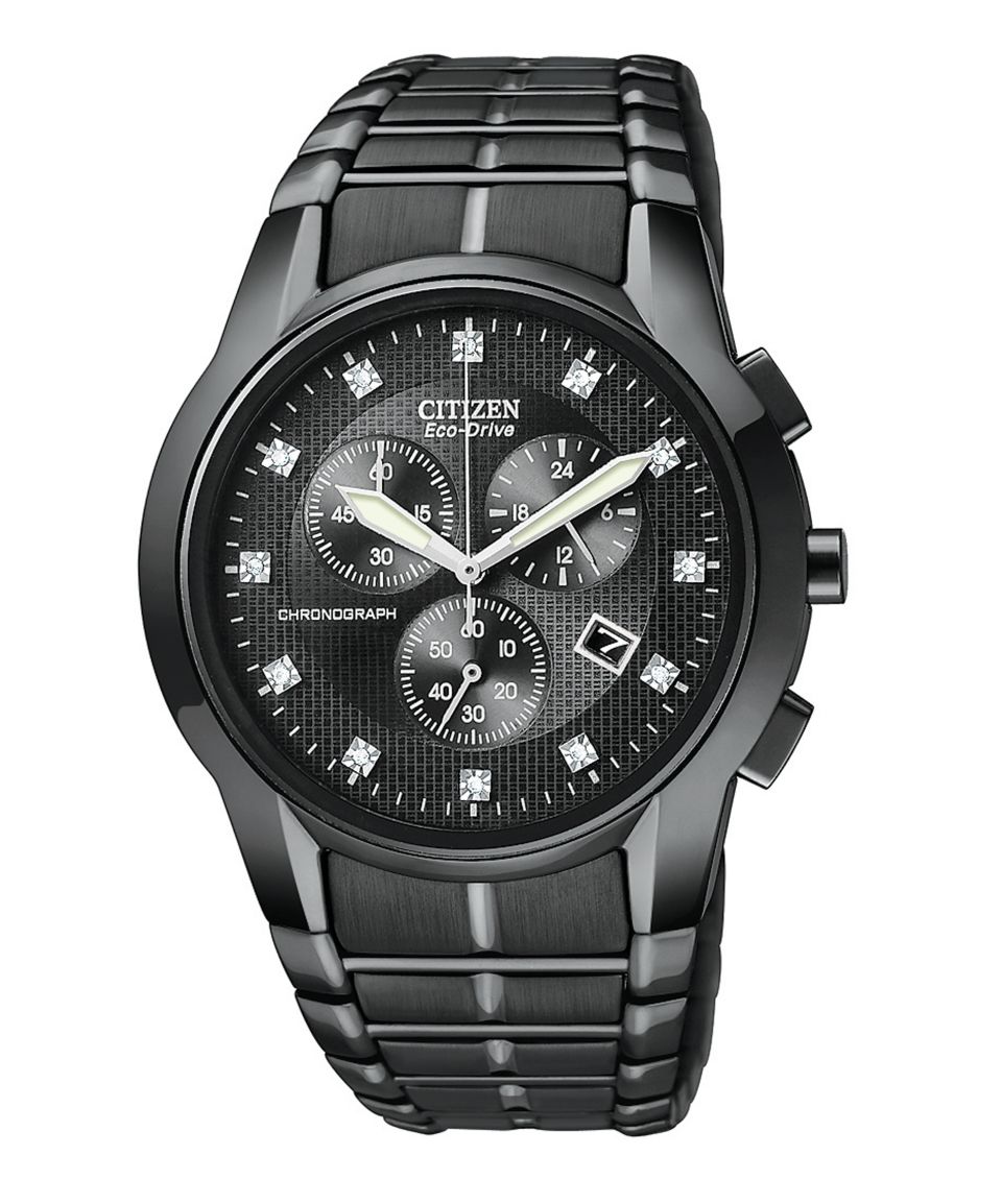 Citizen Watch, Mens Chronograph Eco Drive Diamond Accent Black Ion