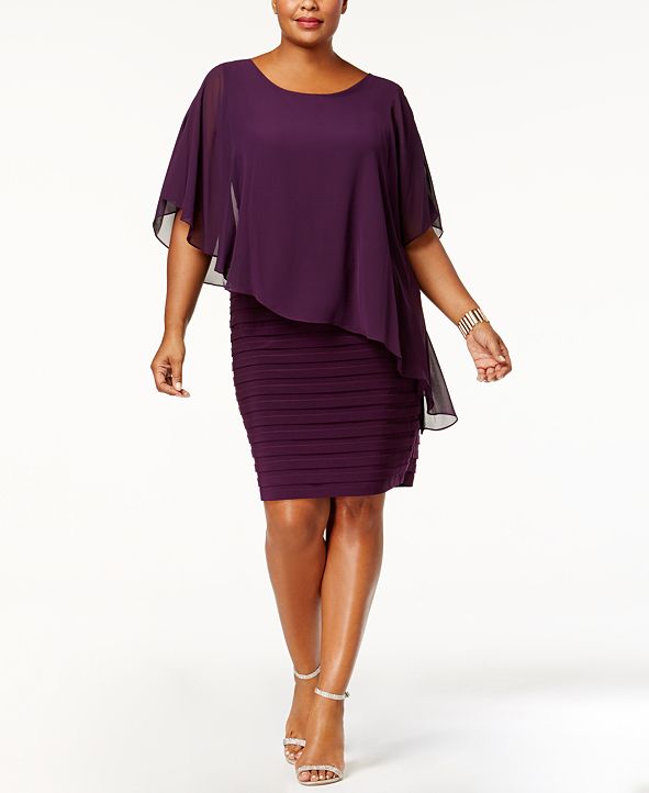 betsy and adam plus size capelet gown