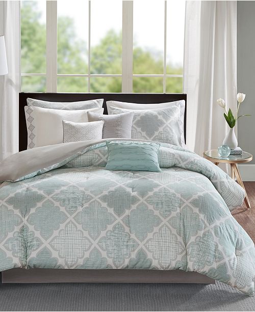 Madison Park Cadence 9 Pc Cotton Queen Comforter Set Reviews Bed In A Bag Bed Bath Macy S