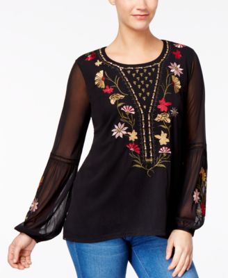 style & co embroidered top