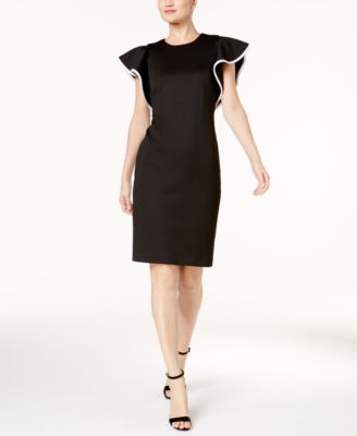 calvin klein ruffle sleeve sheath dress