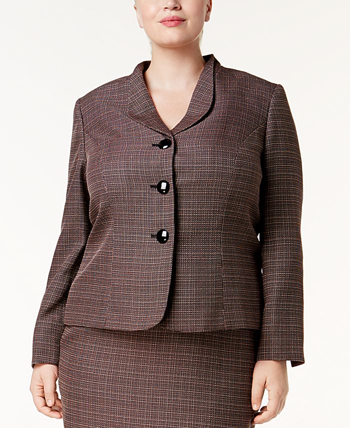 Le Suit Plus Size Three-Button Tweed Skirt Suit & Reviews - Wear to ...
