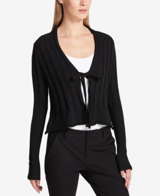 ribbed tie front cardigan