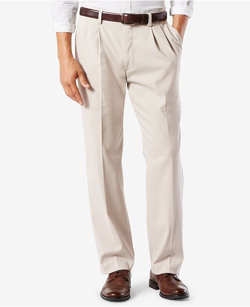 Dockers Men S Easy Classic Pleated Fit Khaki Stretch Pants Reviews Pants Men Macy S