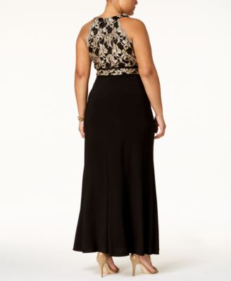 macy's black and gold long dress