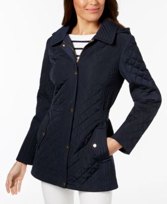 jones new york hooded quilted coat