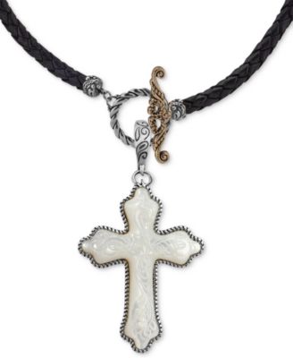 mother of pearl cross pendant