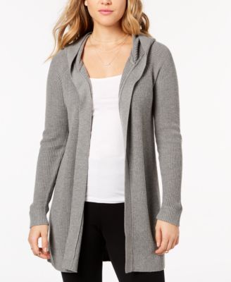 hooded open cardigan