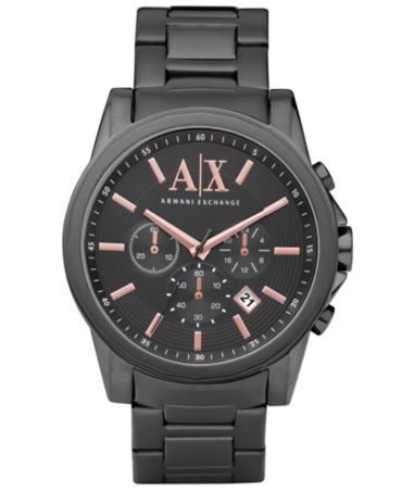 A|X Armani Exchange Watch, Men's Chronograph Gray Plated Stainless ...