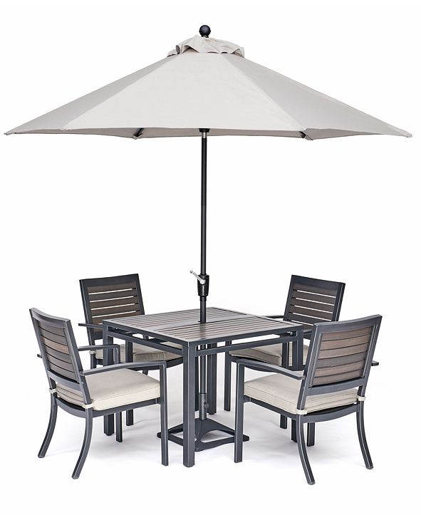 Furniture Marlough II Outdoor Aluminum 5Pc. Dining Set (36" Square Dining Table and 4 Dining