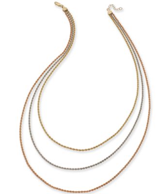 Triple Rope Chain Necklace in 14k Gold 