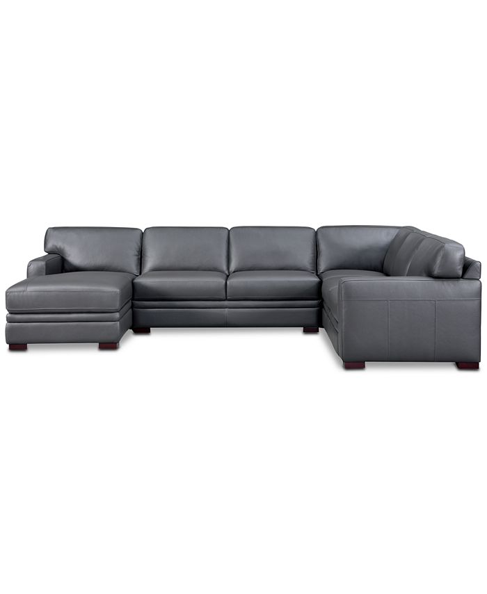 Furniture Avenell 137" 3Pc. Leather Sectional with Chaise, Created for