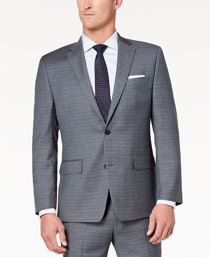 Michael Kors CLOSEOUT! Men's Classic-Fit Light Gray/Blue Grid Suit ...
