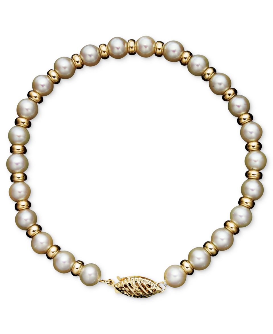 Pearl Jewelry Set, 14k Gold Cultured Freshwater Pearl Bracelet and