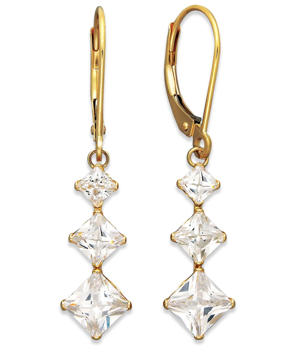 14k Gold Earrings, Cubic Zirconia Three Stone (4 1/3 ct. t.w.)