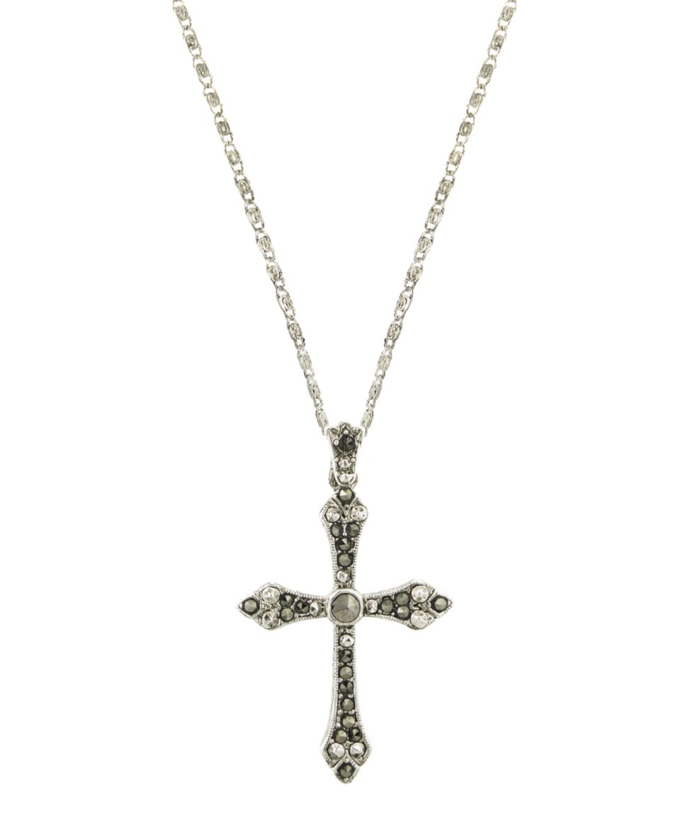 Vatican Necklace, Silver tone Marcasite Cross Pendant   Fashion