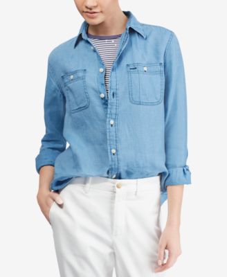 macys womens linen shirts