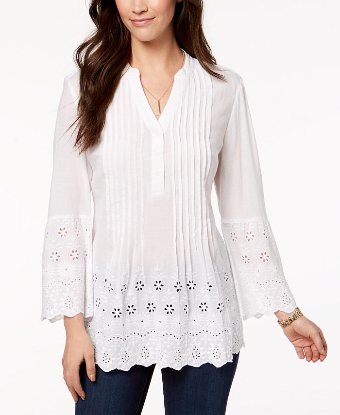 Style & Co Cotton Eyelet Shirt, Created for Macy's & Reviews - Tops ...