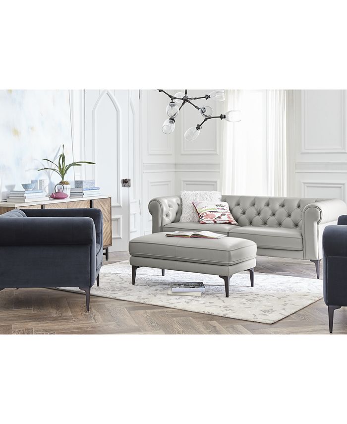 Furniture Remina 41" Leather Armchair, Created for Macy's & Reviews