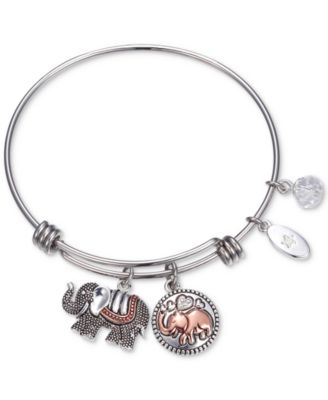 elephant two tone charm bangle