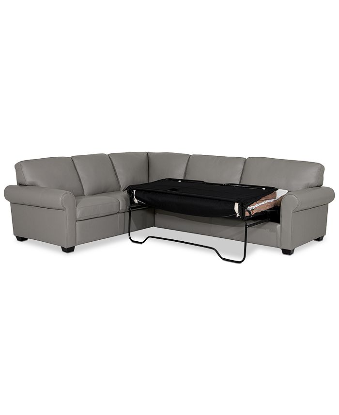 Furniture Orid 2Pc. Leather "L"Shaped Full Sleeper Sectional Sofa