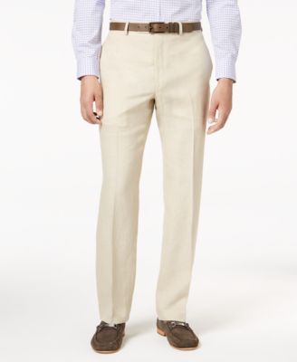 Classic-Fit Solid Linen Dress Pants 