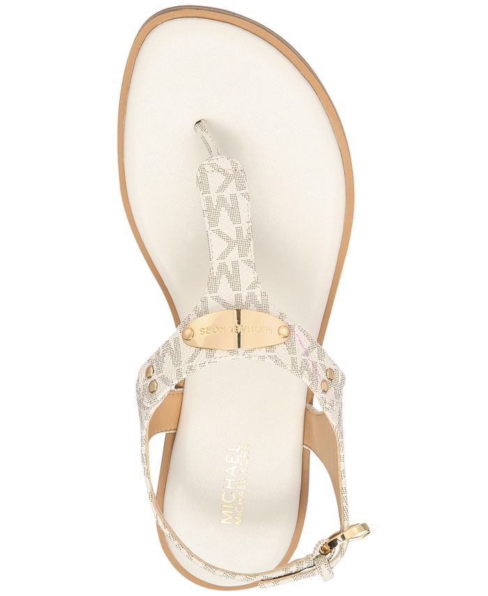 michael kors plate thong sandals white