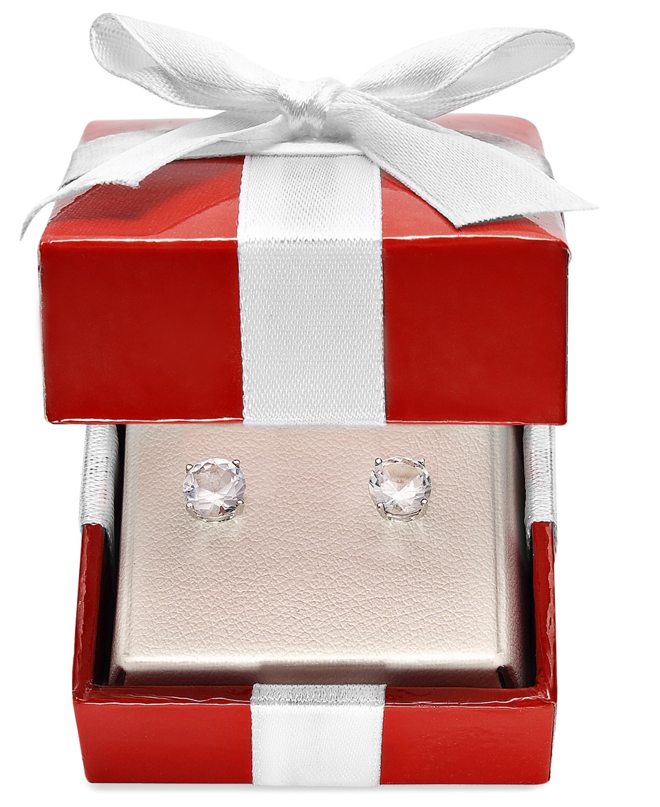 14k White Gold Earrings, White Sapphire Stud Earrings (2 ct. t.w.)   Earrings   Jewelry & Watches
