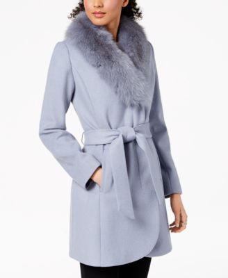 fur trim wrap coat