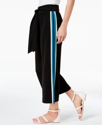 striped cropped wide leg pants