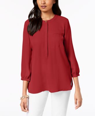 JM Collection Pleated-Back Blouse 