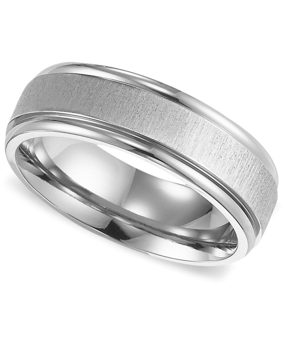 Triton Mens Tungsten Carbide Ring, Black Carbon Fiber Stripe Wedding