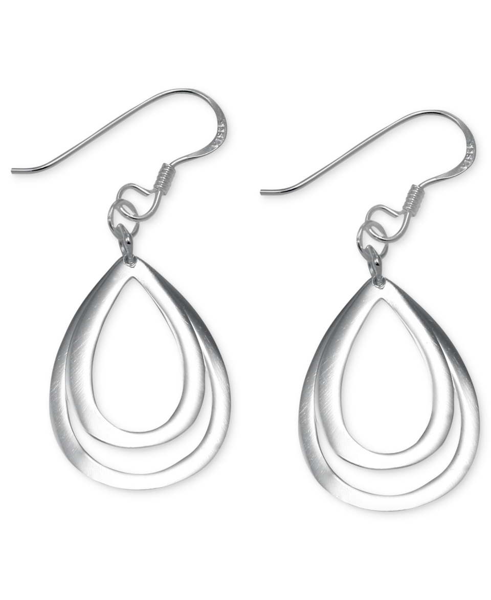 Unwritten Sterling Silver Earrings, Flat Double Teardrop Earrings