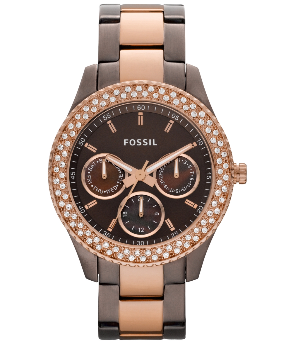 Fossil Watch, Womens Stella Chocolate and Rose Gold Tone Stainless