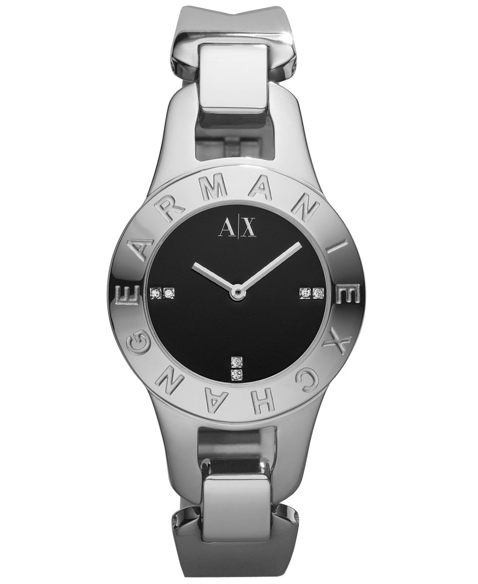 Armani Exchange Watch, Womens White Leather Strap 30mm AX4124