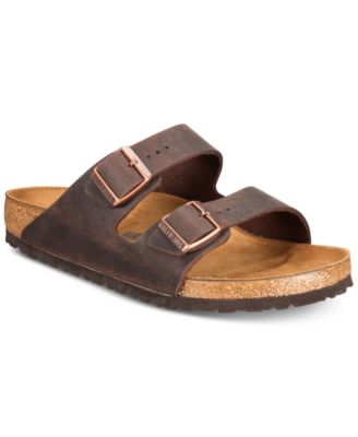 Oiled Leather Two-Strap Sandals 