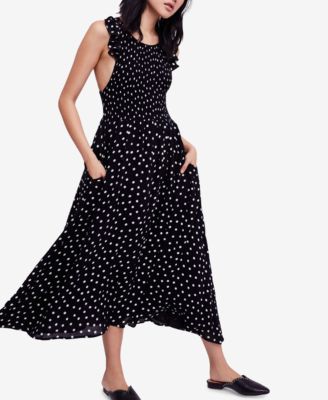 free people black polka dot dress