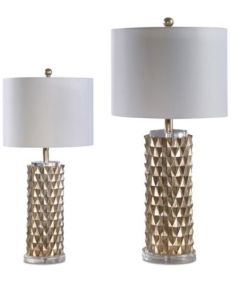 silver and gold lamp