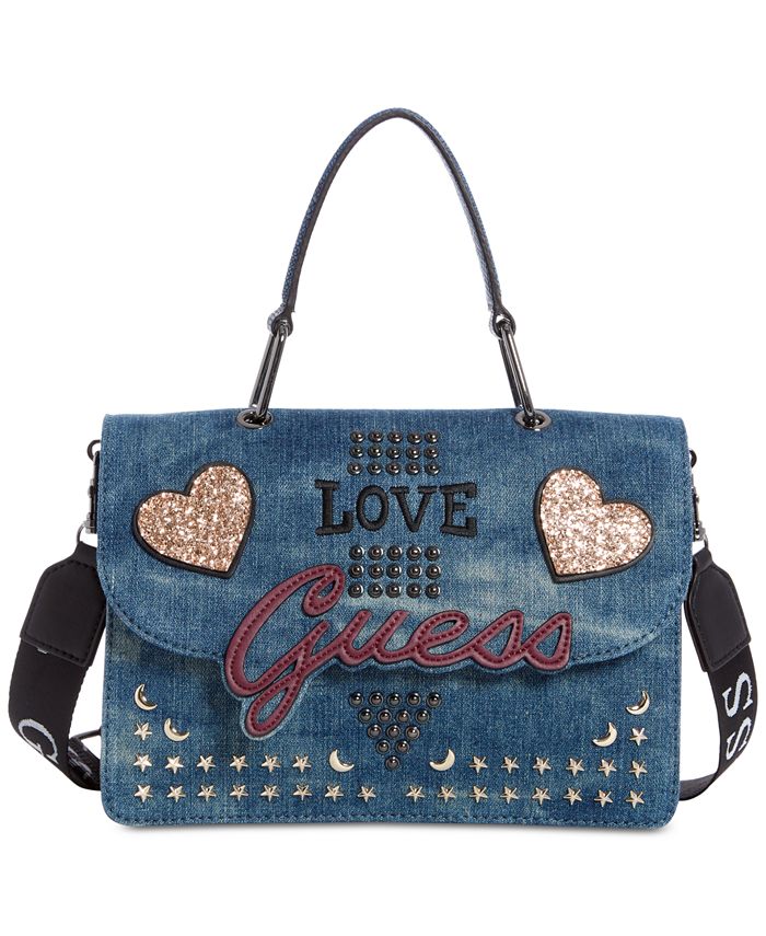 GUESS In Love Top Handle Denim Shoulder Bag & Reviews - Handbags ...