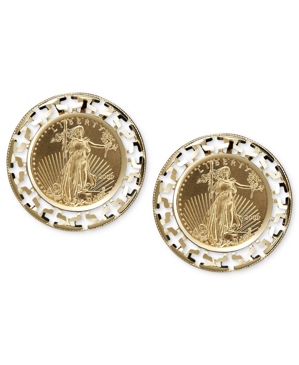 14k Gold Over Sterling Silver Earrings, Euro Coin Earrings   Earrings