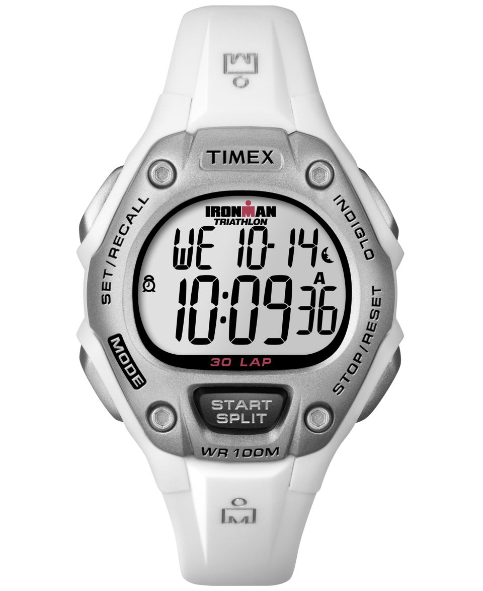 Timex Watch, Womens Digital Ironman 30 Lap White Resin Strap 38mm